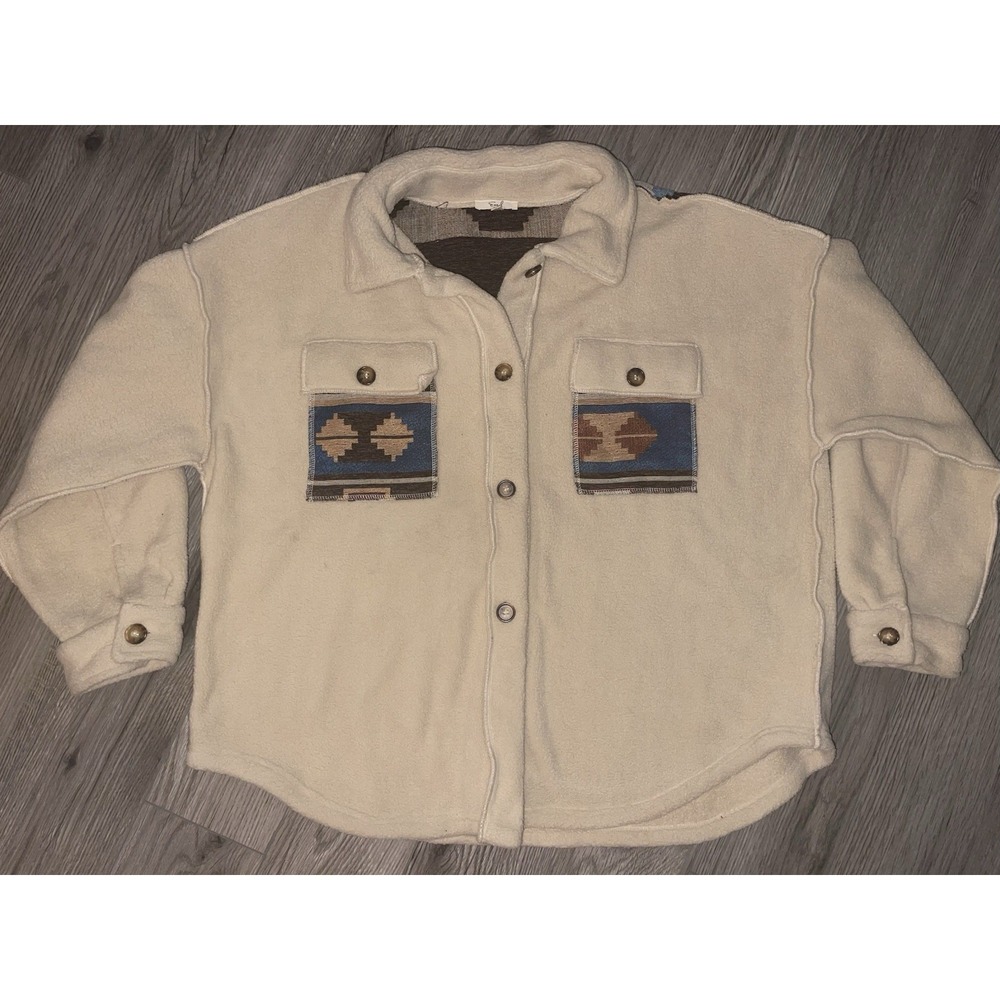 Easel Women's Aztec Print Fleece Shacket Size Large
